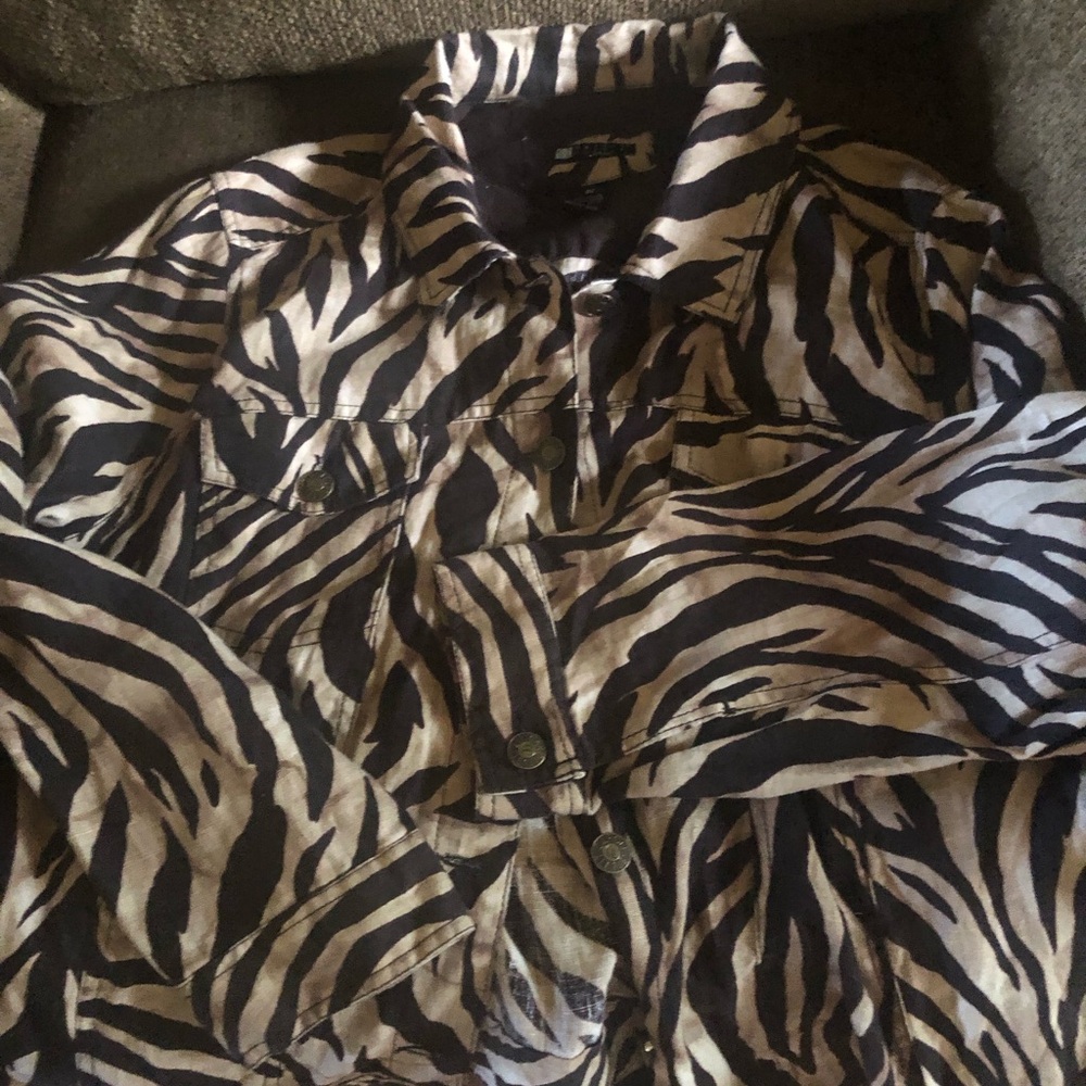 Carole Little 3X Linen Animal Print Jacket